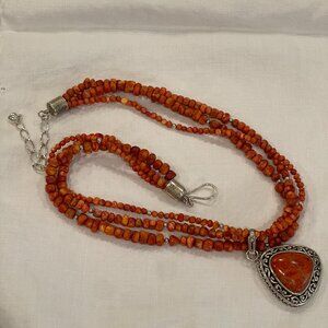 Jay King DTR 925 China Orange Stone Turquoise Necklace